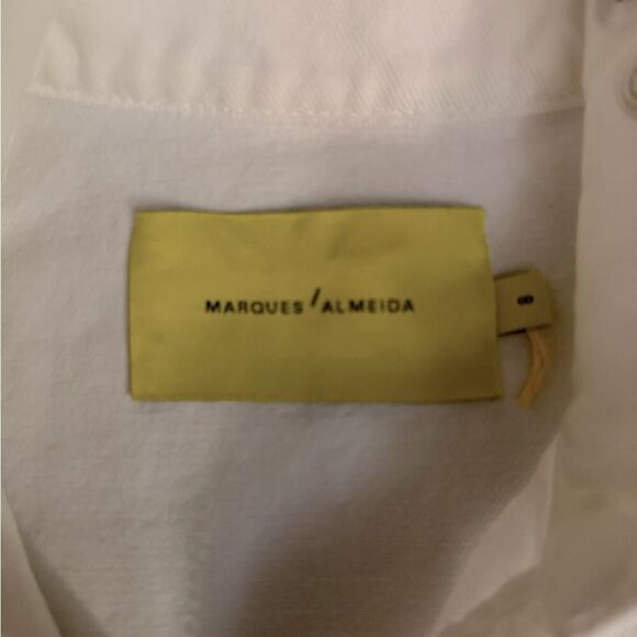 Marques Almeida white distressed denim sleeveless top w silver hardware. 8 NWOT - Picture 3 of 12